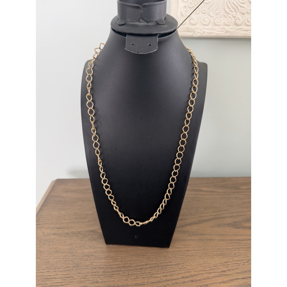 Gold Tone Open Link Chain Necklace 24in Vintage Y2K Minimalist Boho Chic Layer
